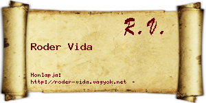 Roder Vida névjegykártya